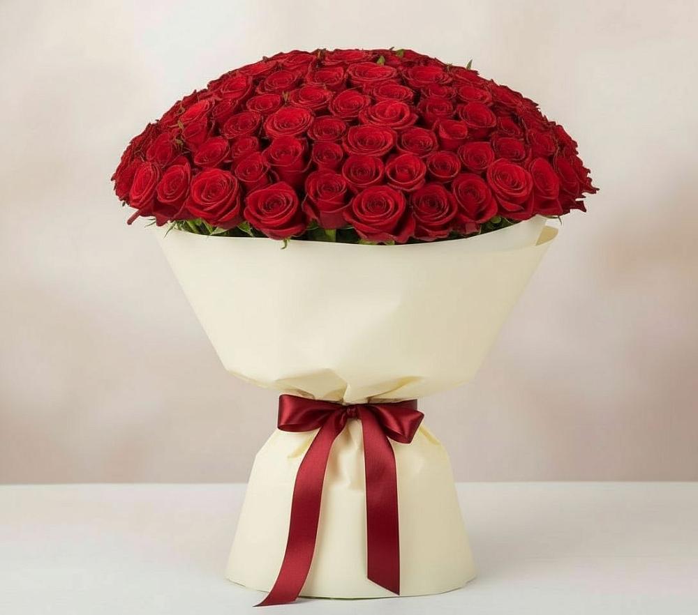 Букет 101 Красная роза Милано в Ивановской