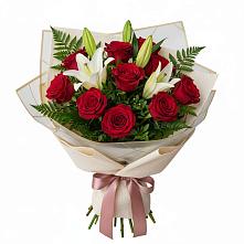 Букет цветов из:  Лилии и Розы в Ивановской
