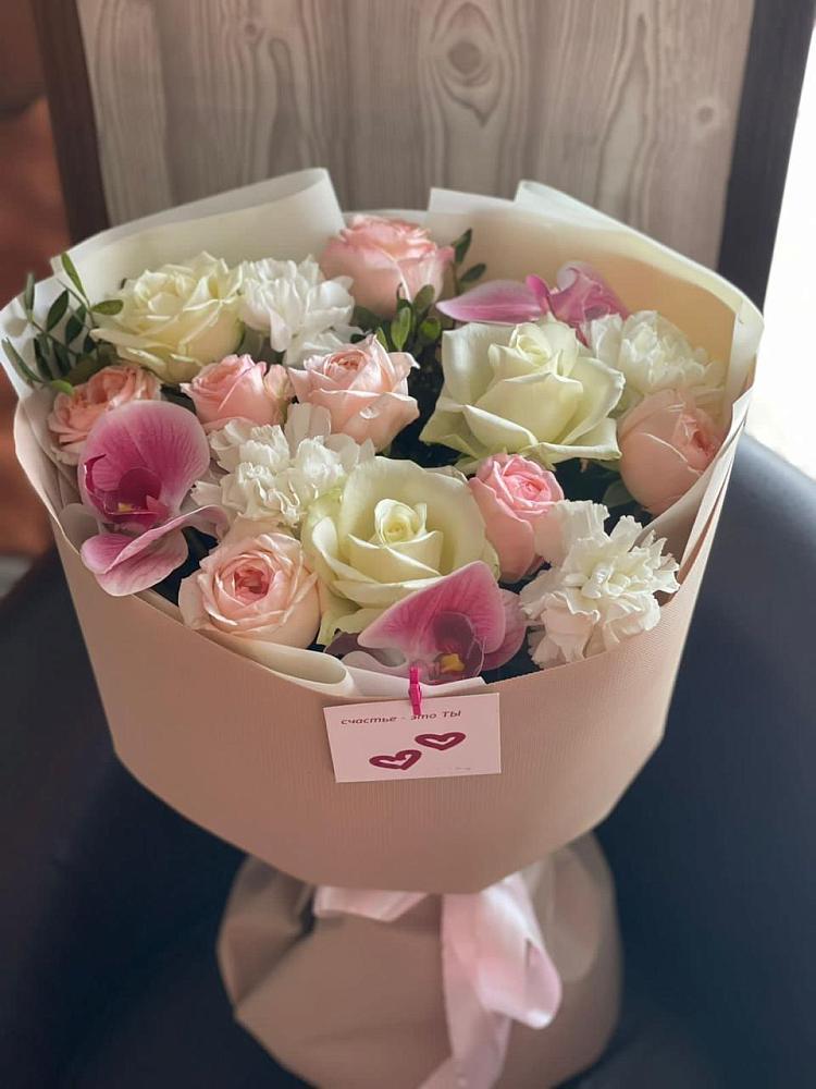 Букет цветов из: Орхидеи, Розы и Гвоздики в Ивановской