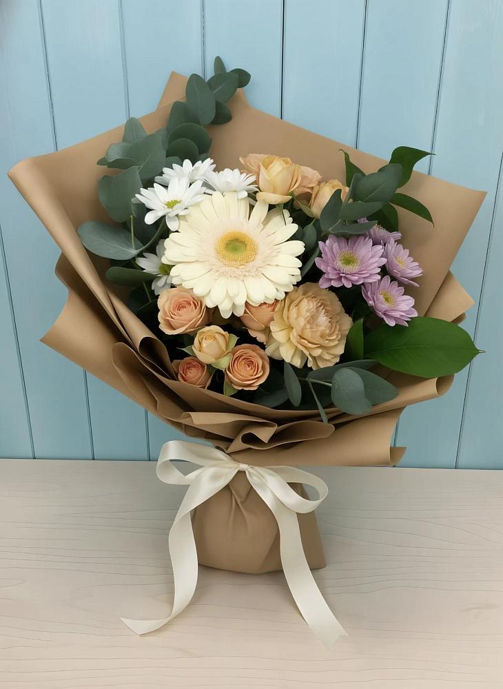 Букет цветов из: Герберы и Хризантемы в Ивановской