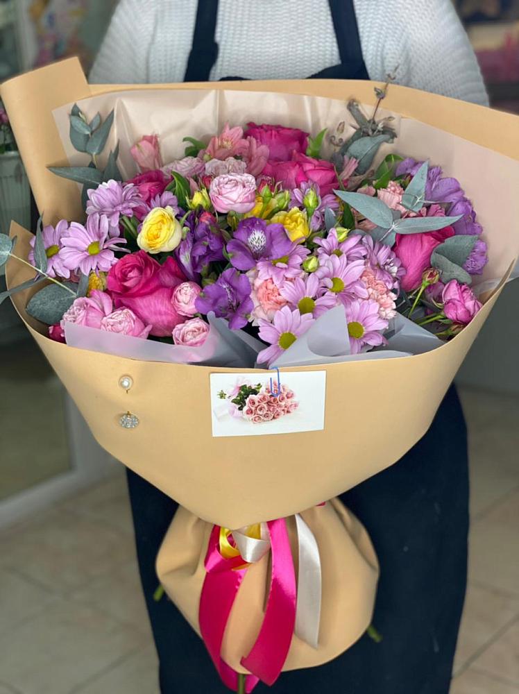 Букет цветов из: Хризантемы, Гвоздики и Альстромерии в Ивановской