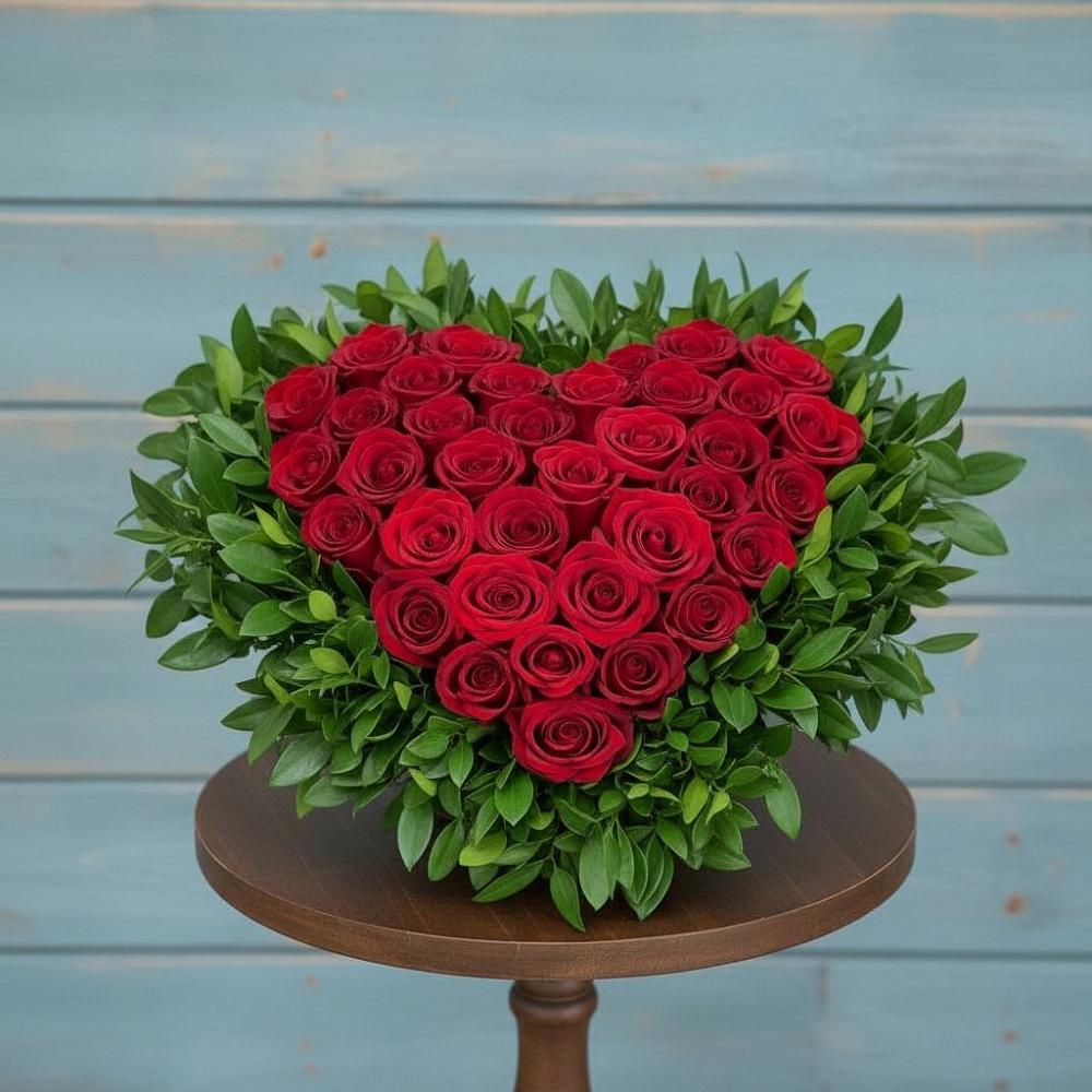 Цветочная композиция из Розы в виде сердца в Ивановской