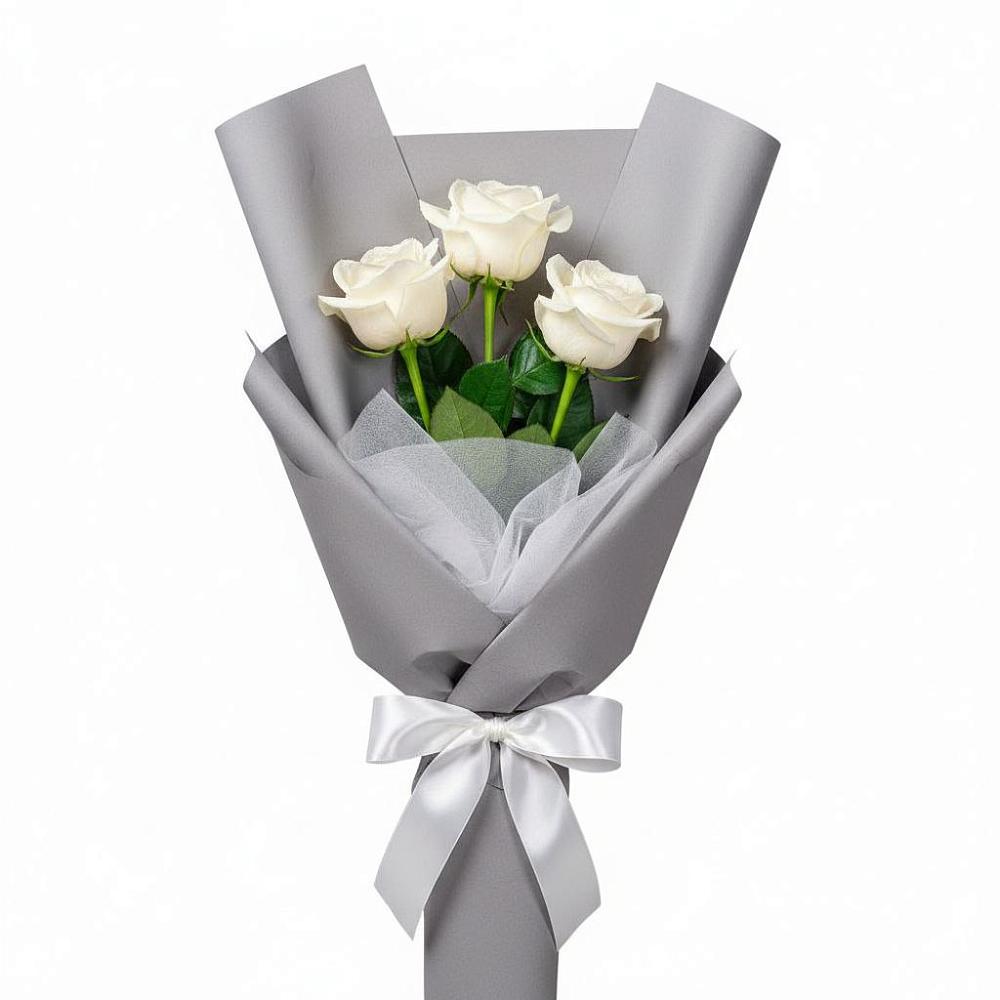 Букет 3 белые розы в Ивановской