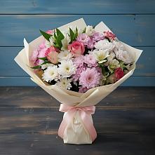 Букет цветов из:  Хризантемы, Альстромерии и Розы в Ивановской