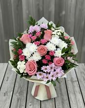 Букет цветов из:  Альстромерии, Гвоздики, Розы и Хризантемы в Ивановской