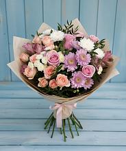 Букет цветов из:  Хризантемы, Розы и Альстромерии в Ивановской