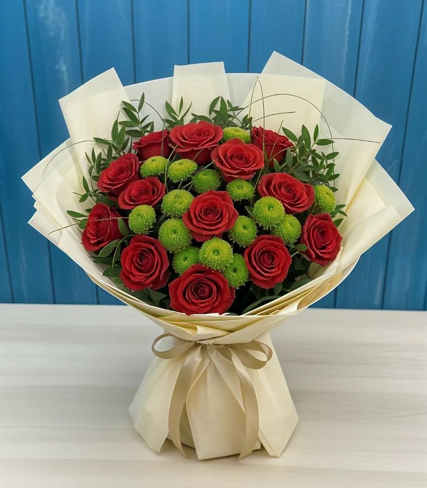 Букет цветов из: Розы и Хризантемы в Ивановской